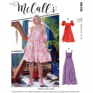 McCall's M8108 Sewing Pattern Misses' Empire Seam Gathered Dresses